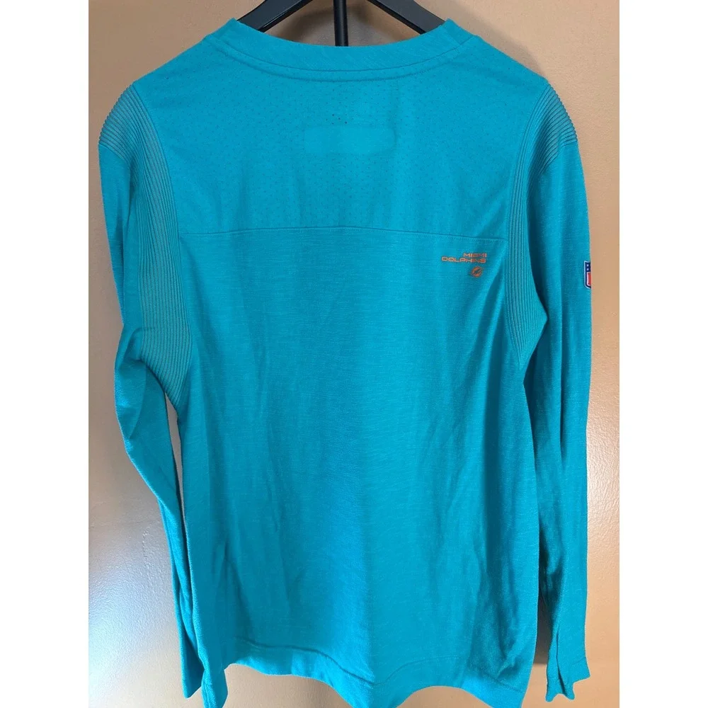 Nike Miami Dolphins On-Field Apparel Aqua Long Sleeve Shirt Mens Large NFL Teal